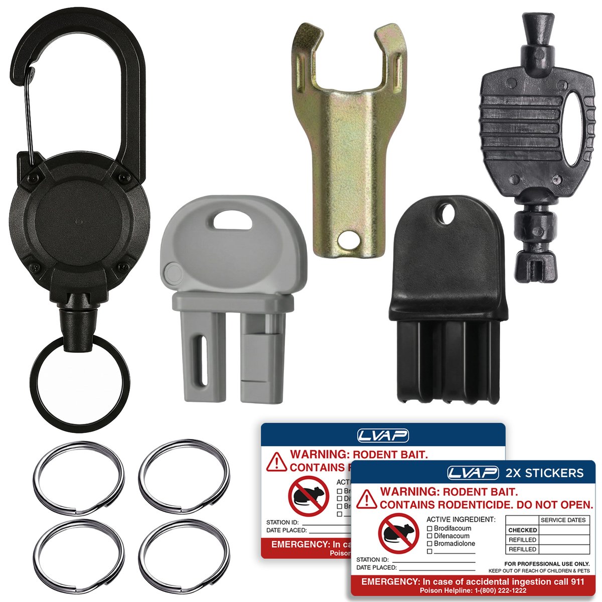 Mouse Bait Station Keys 4pc with rings
