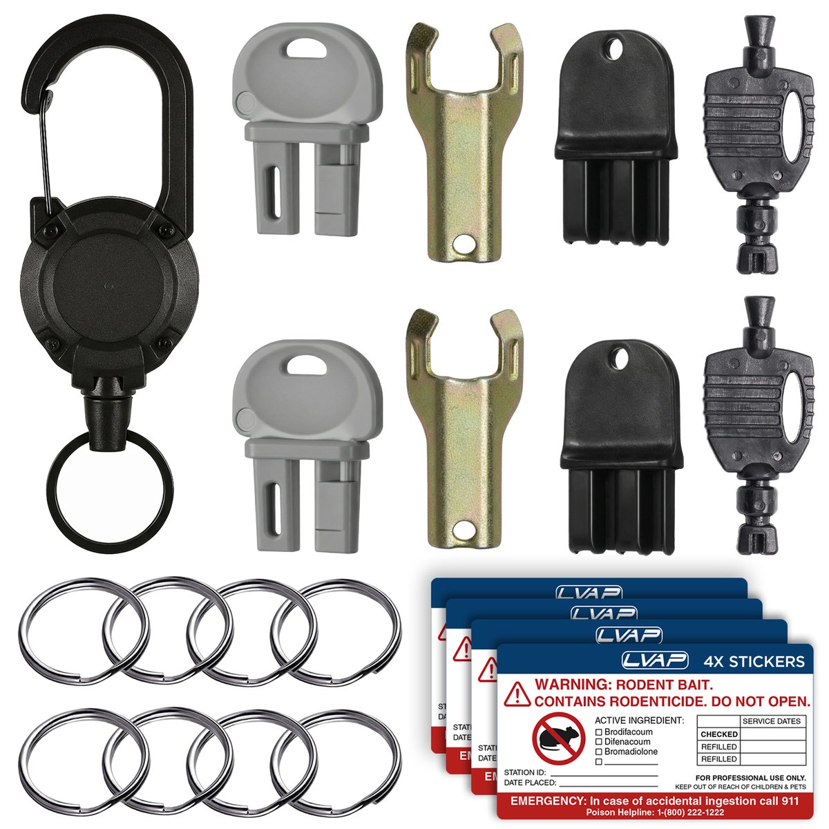 Mouse Bait Station Keys 8pc with rings