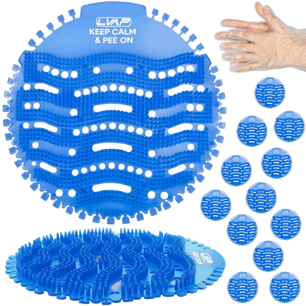 Urinal Screen Deodorizer + Gloves Blue 12-Pack