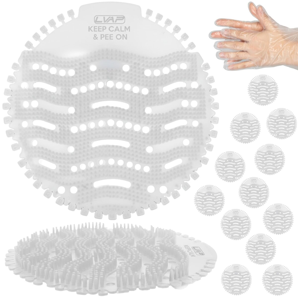 Urinal Screen Deodorizer + Gloves Transparent 12-Pack